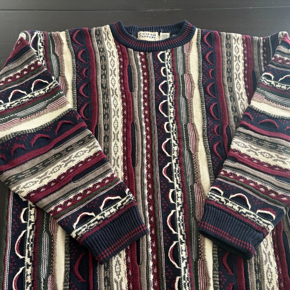 Vintage Mens Cotton Traders Coogi Style Crewneck Sweater Size XL - Picture 3 of 7